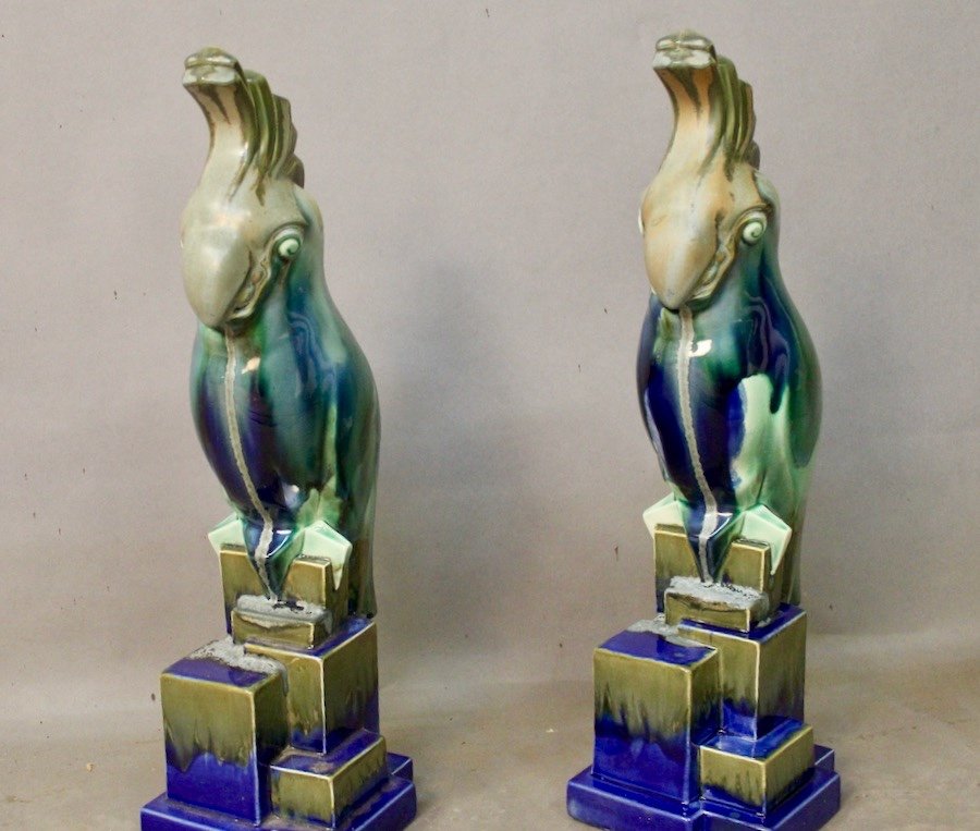 Pair Of Art Deco Cockatoos Onnaing-photo-1