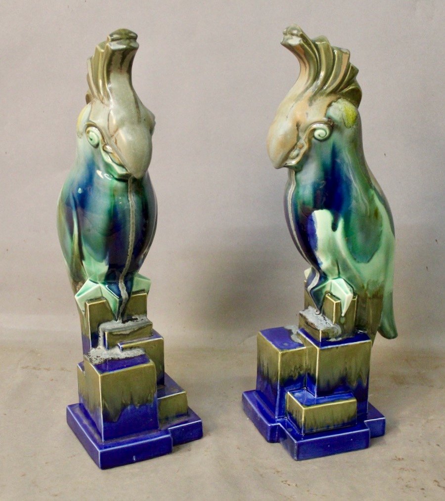 Pair Of Art Deco Cockatoos Onnaing