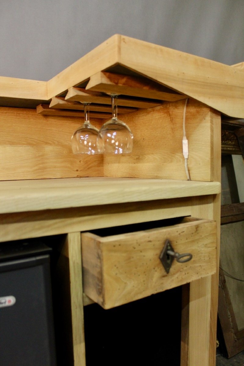 Bar Counter Furnished In Oak And Walnut -photo-3