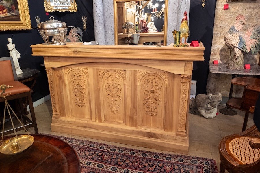 Bar Counter Furnished In Oak And Walnut -photo-6