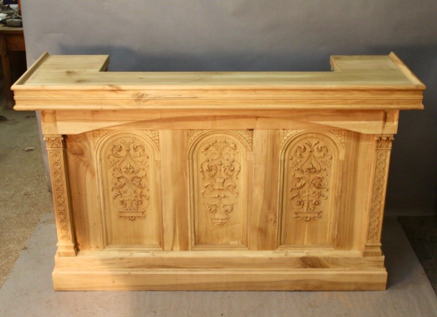 Bar Counter Furnished In Oak And Walnut 