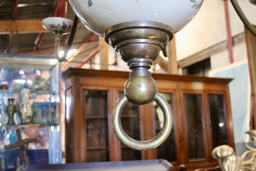 Important Dutch Chandelier In Bronze And Earthenware With 10 Arms Of Light-photo-1