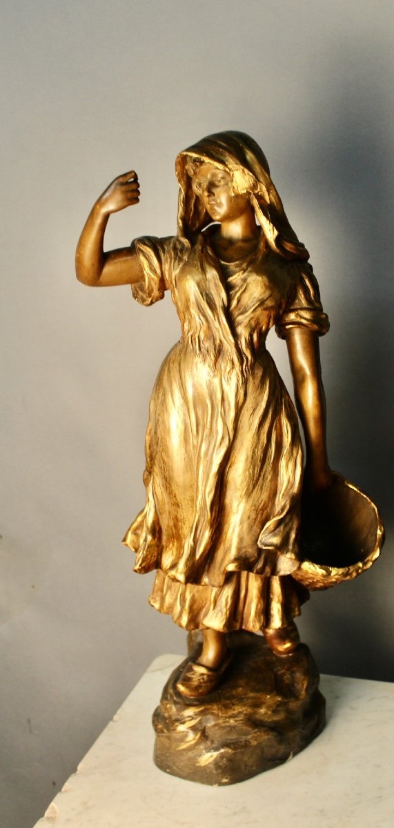 "friedrich Goldscheider, Young Woman" Golden Terracotta-photo-2