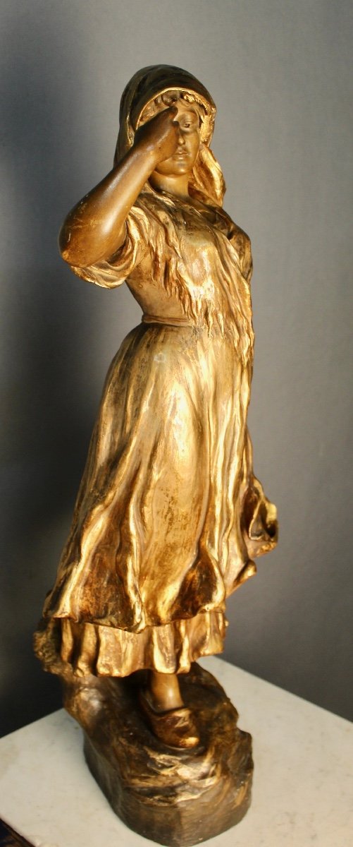 "friedrich Goldscheider, Young Woman" Golden Terracotta-photo-3