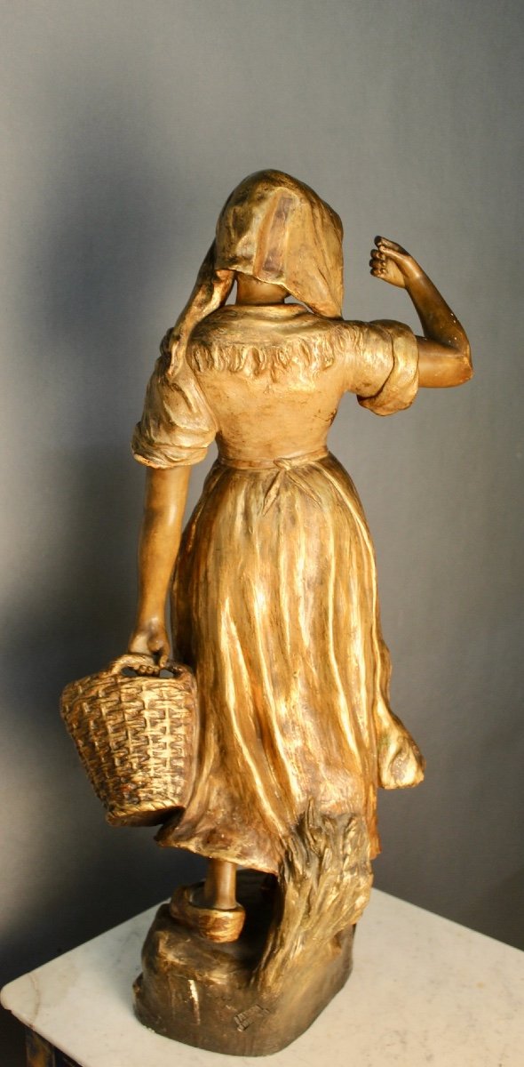 "friedrich Goldscheider, Young Woman" Golden Terracotta-photo-1