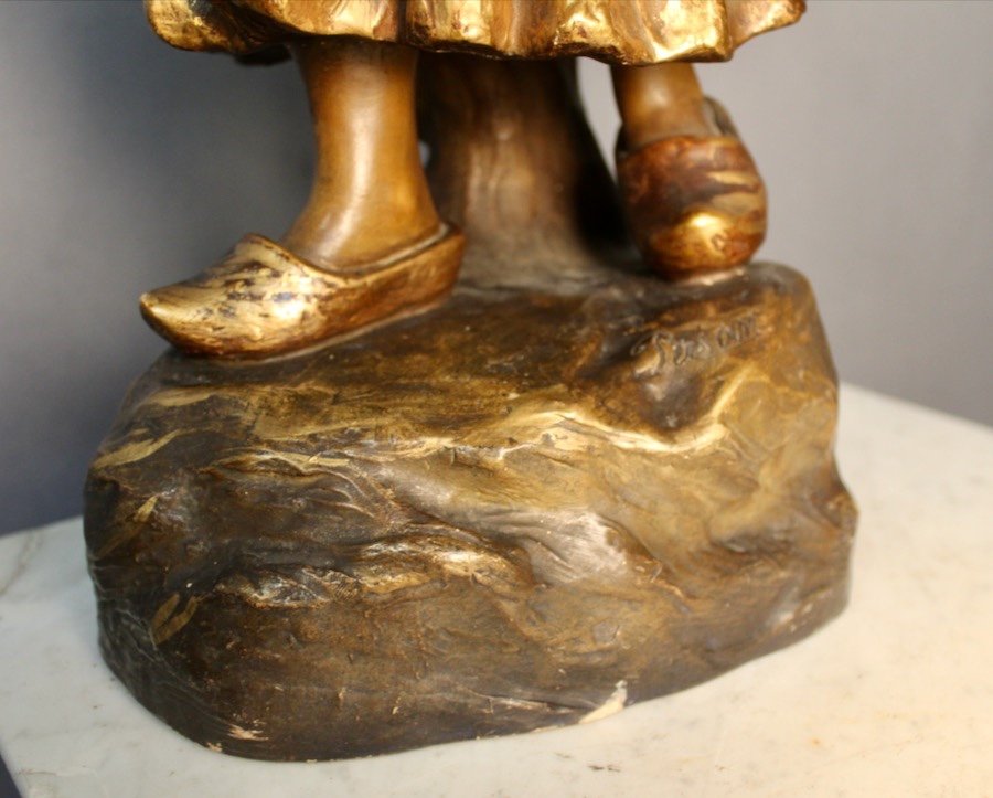 "friedrich Goldscheider, Young Woman" Golden Terracotta-photo-4