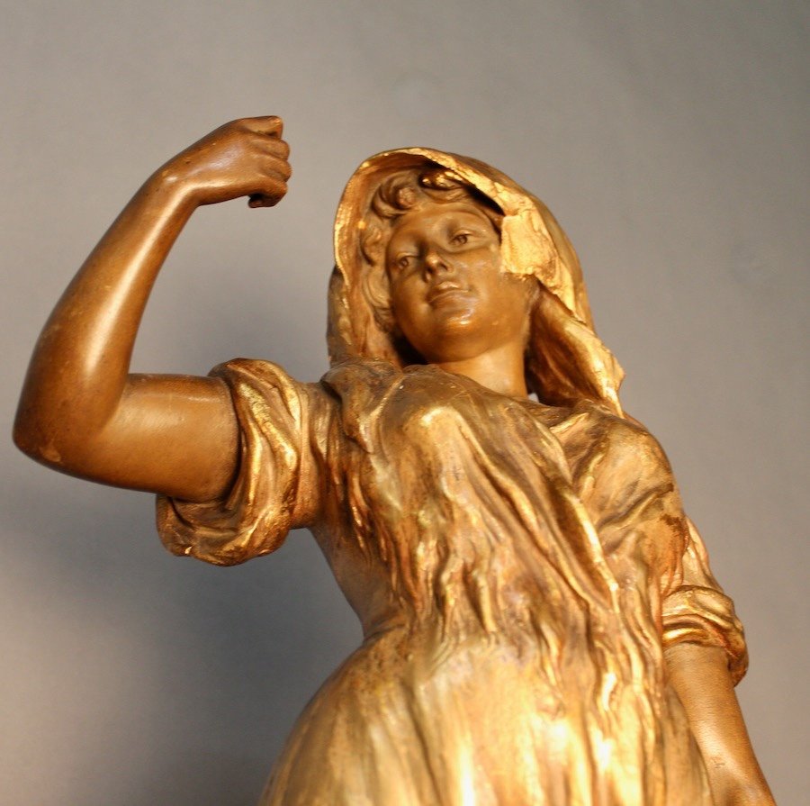 "friedrich Goldscheider, Young Woman" Golden Terracotta-photo-6