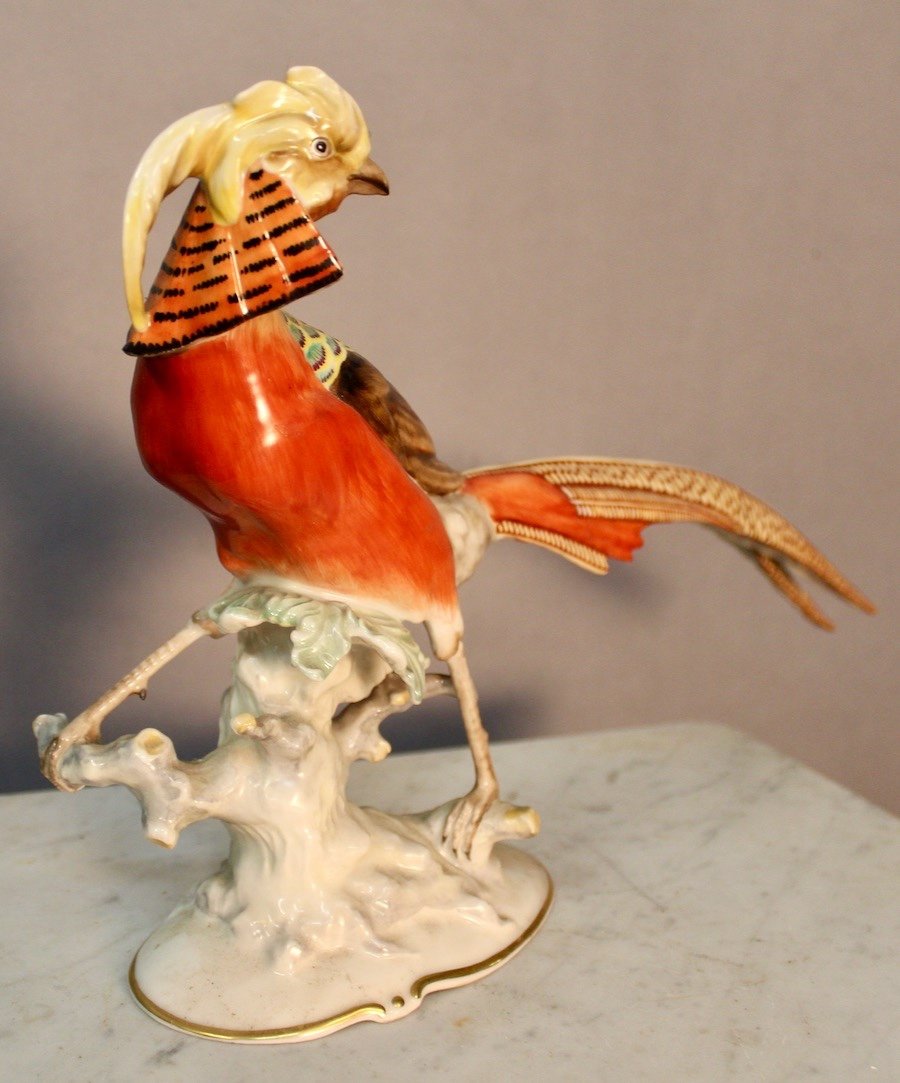 Golden Porcelain Pheasant Signed Hutschenreuther Karl Tutter-photo-1