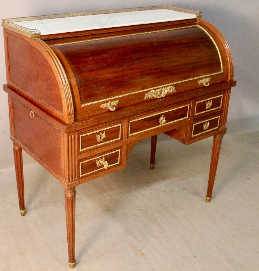 Louis XVI Style Mahogany Cylinder Desk