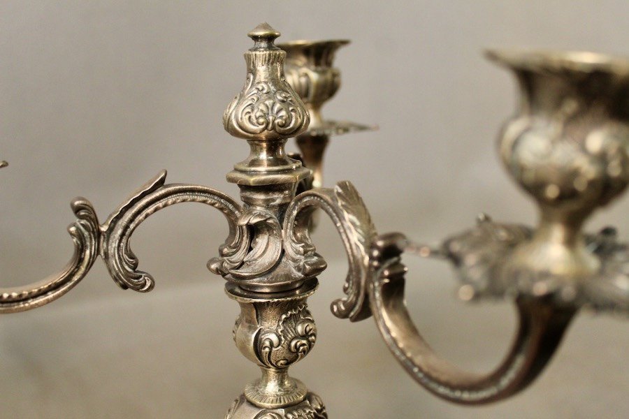 Pair Of Rocaille Style Candlesticks-photo-2