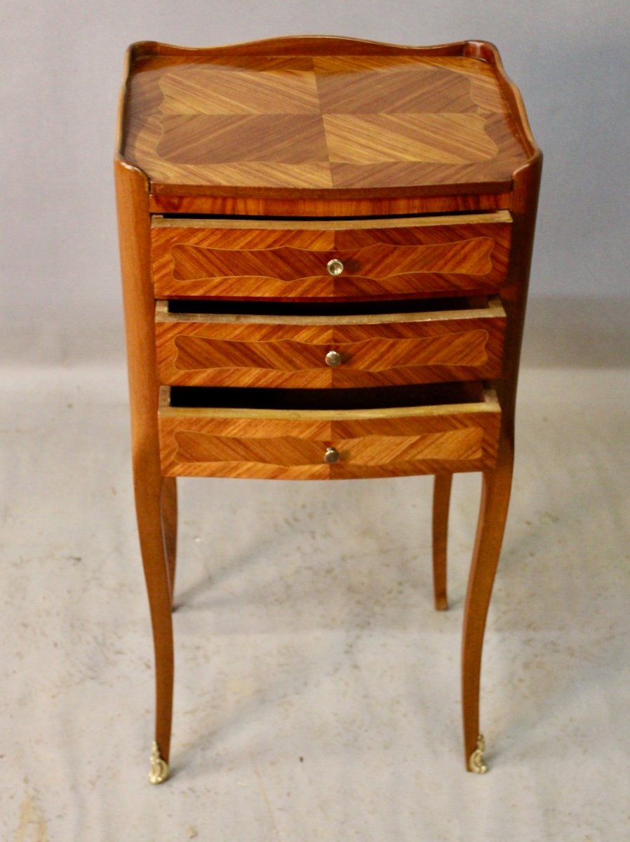 Small Louis XV Style Inlaid Nightstand-photo-2