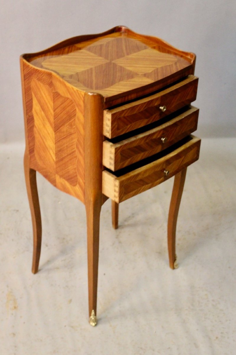Small Louis XV Style Inlaid Nightstand-photo-3