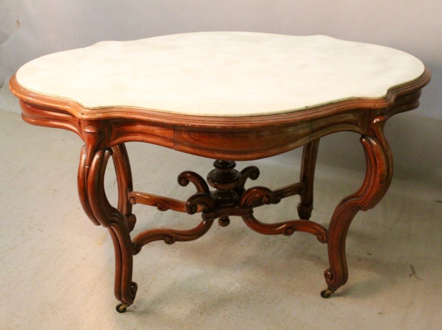 19th Century Carrara Marble Top Violin Pedestal Table-photo-3