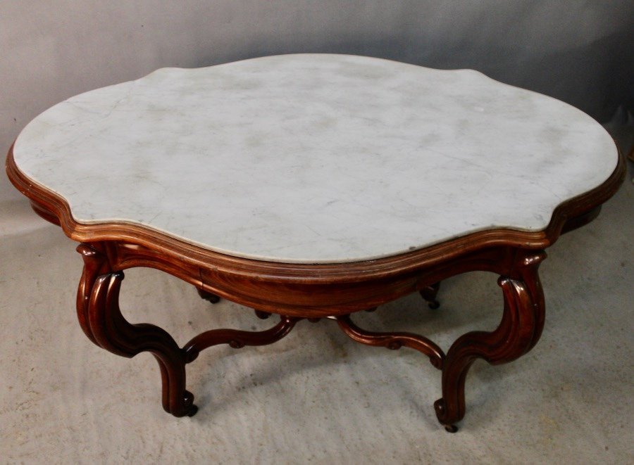 19th Century Carrara Marble Top Violin Pedestal Table-photo-6