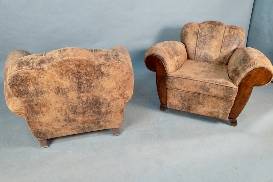 Paire De Fauteuils Club Art Deco-photo-2