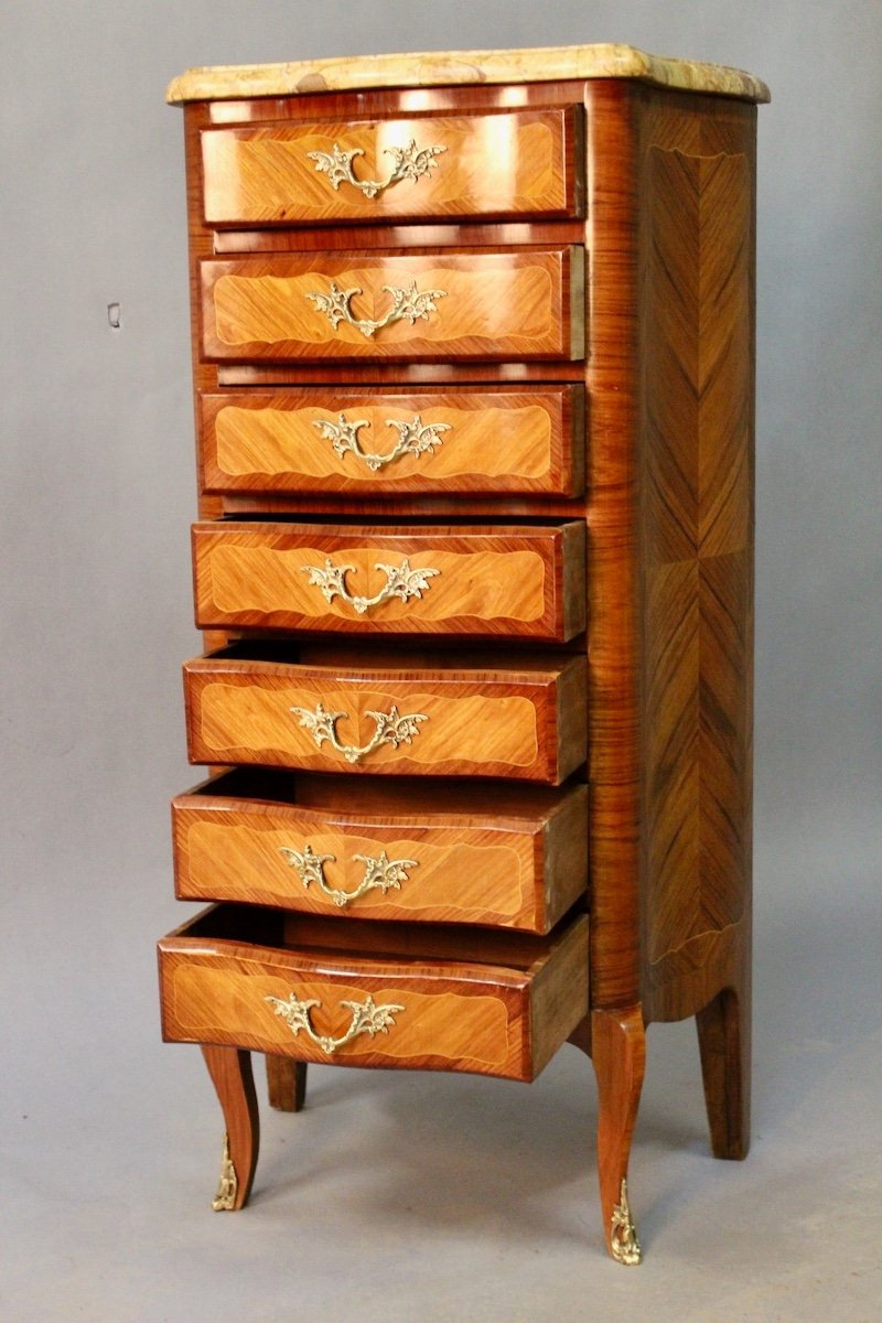 Louis XV Style Curved And Marquetry Weekly Chest-photo-1