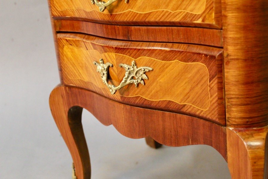 Louis XV Style Curved And Marquetry Weekly Chest-photo-3