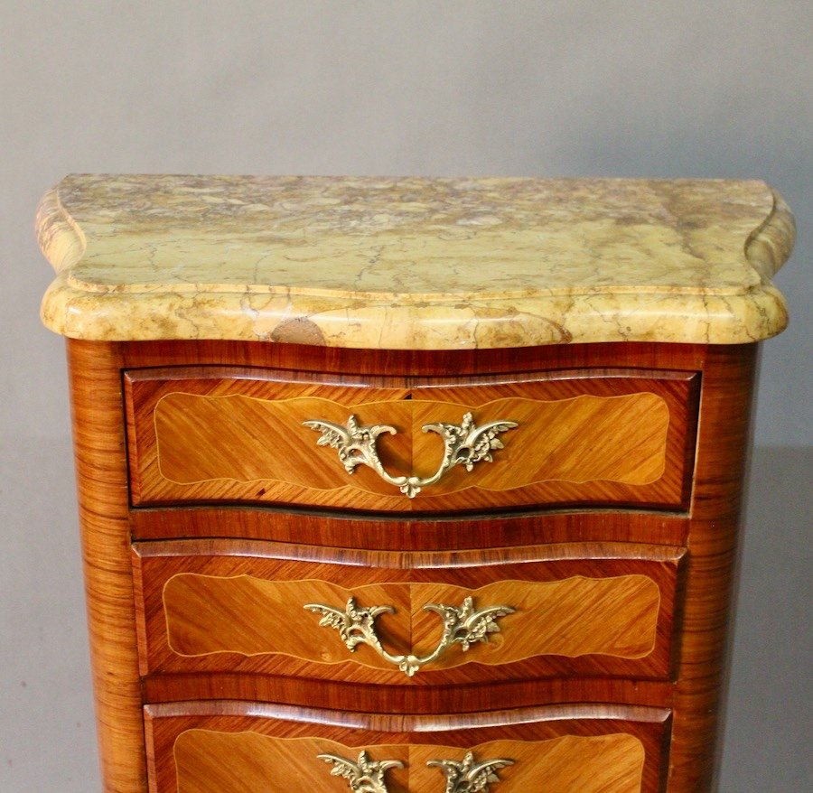 Louis XV Style Curved And Marquetry Weekly Chest-photo-5