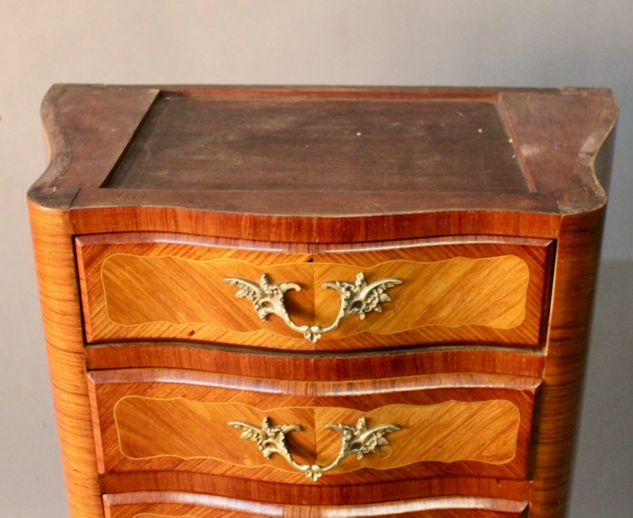 Louis XV Style Curved And Marquetry Weekly Chest-photo-6