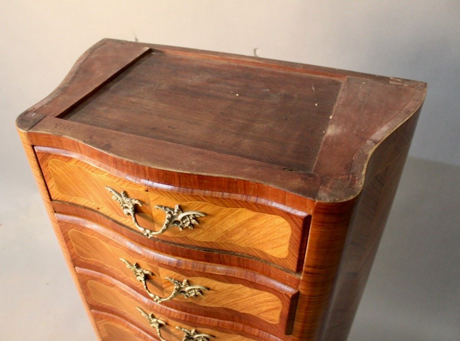 Louis XV Style Curved And Marquetry Weekly Chest-photo-7