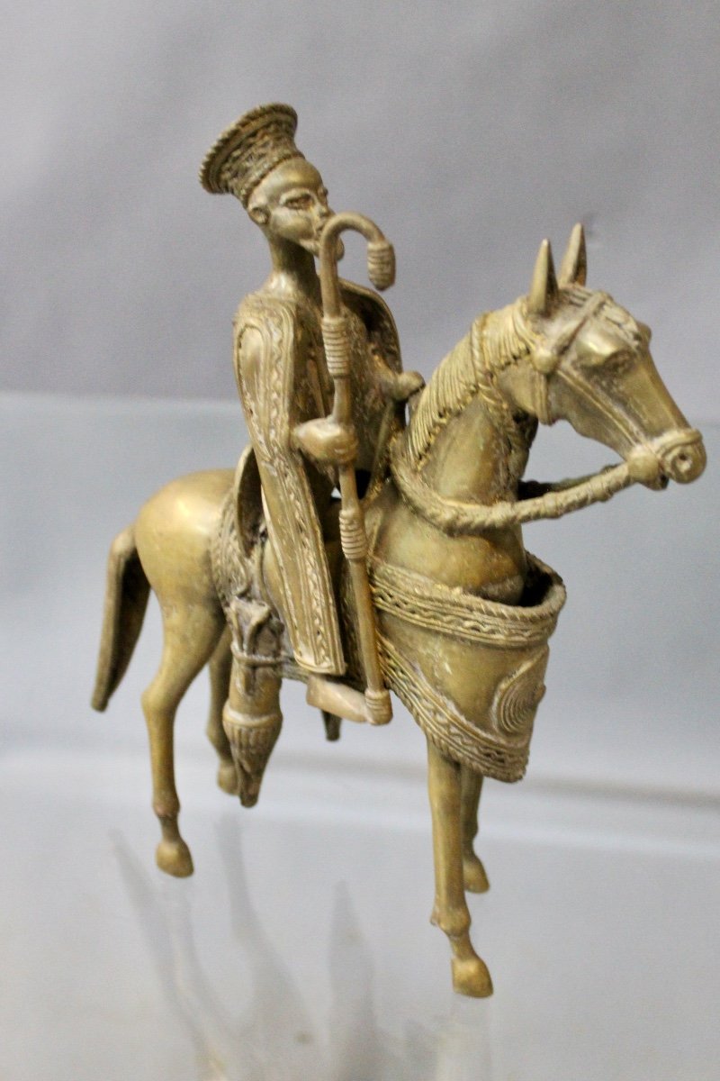 Mongolian Bronze "dignitary On Horseback"-photo-2