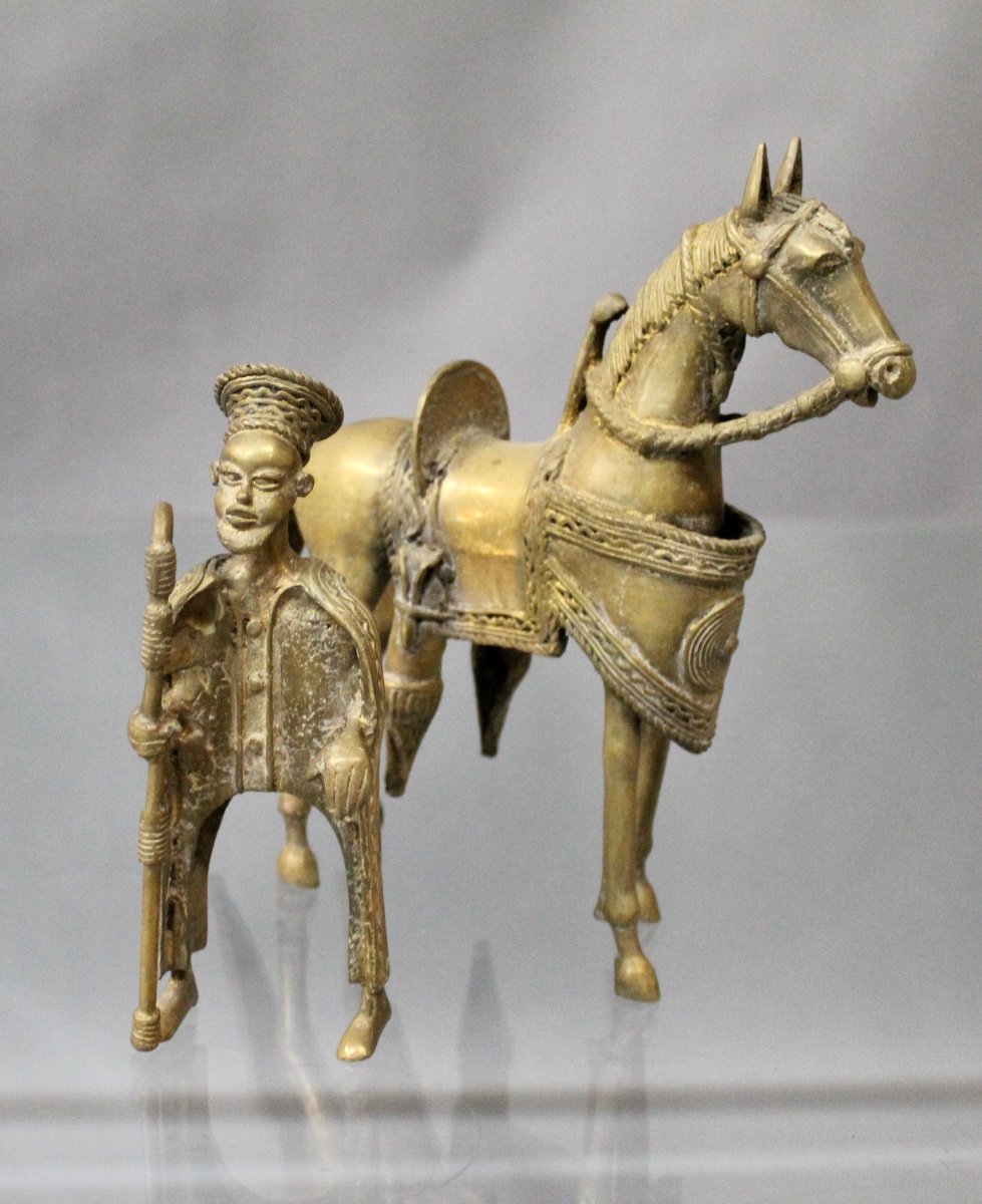 Mongolian Bronze "dignitary On Horseback"-photo-2