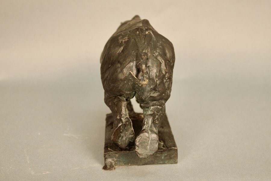 Rhinocéros En Bronze , Signature Et Cachet Du Fondeur-photo-3