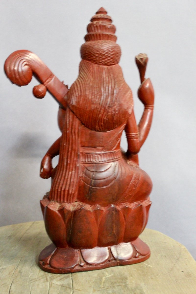 Ironwood Sculpture Of Goddess Saraswati-photo-1