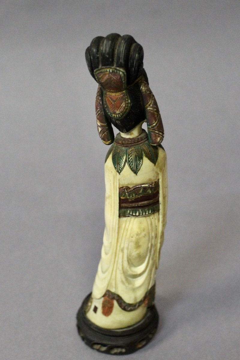 Statuette En Ivoire Polychrome Chine Début XXème-photo-3