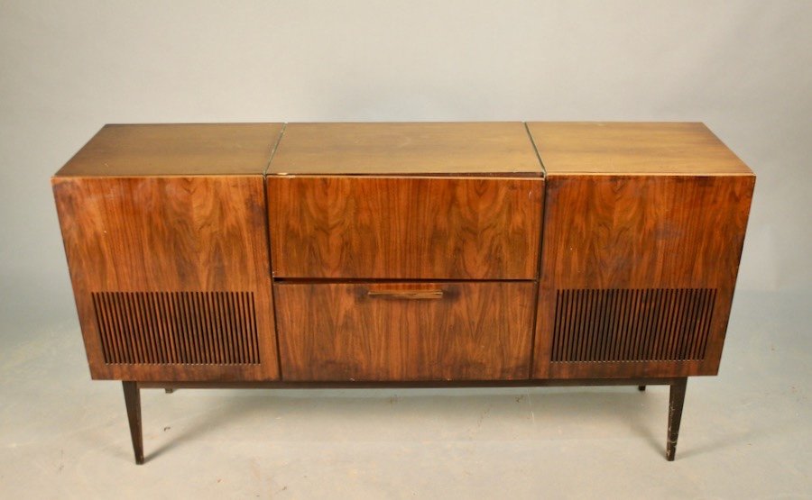 Schaub Lorenz Vintage Hifi Sideboard With Two Speakers-photo-3