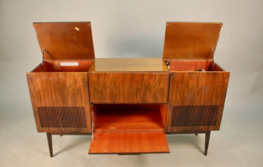 Schaub Lorenz Vintage Hifi Sideboard With Two Speakers-photo-4