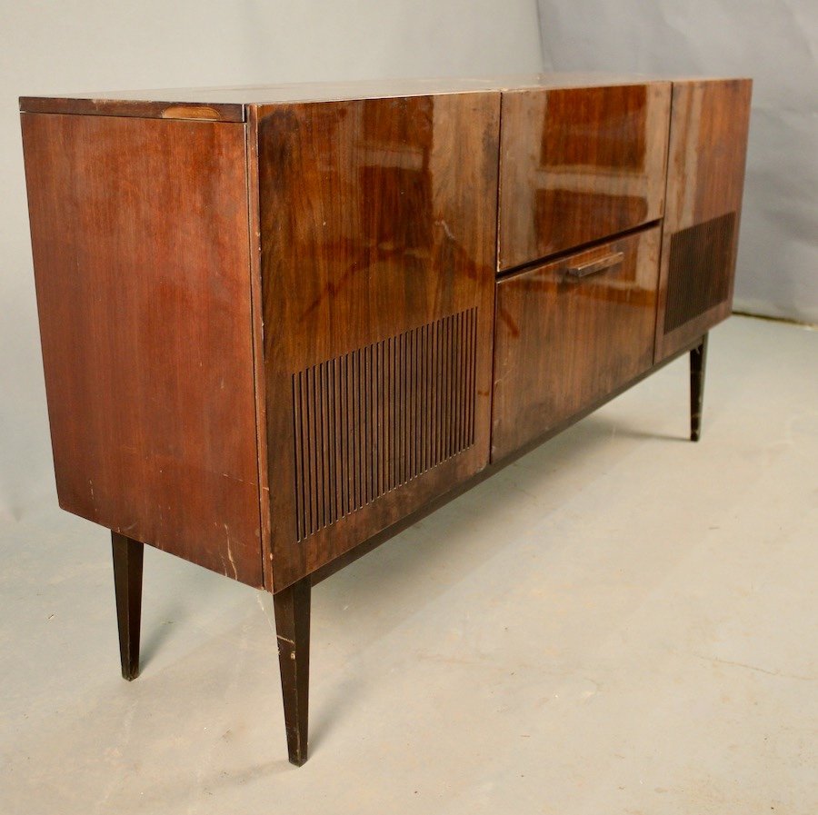 Schaub Lorenz Vintage Hifi Sideboard With Two Speakers-photo-3