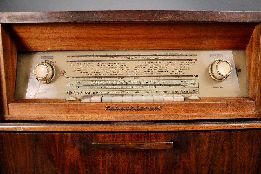 Schaub Lorenz Vintage Hifi Sideboard With Two Speakers-photo-5