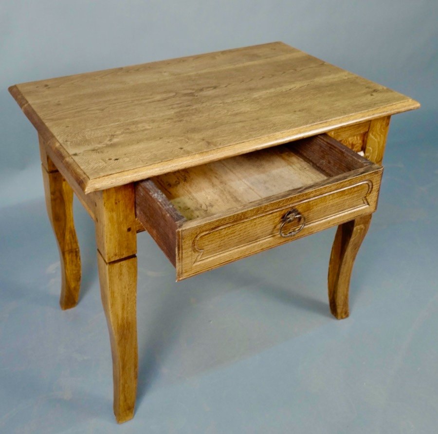 19th Century Oak Table With One Drawer-photo-2