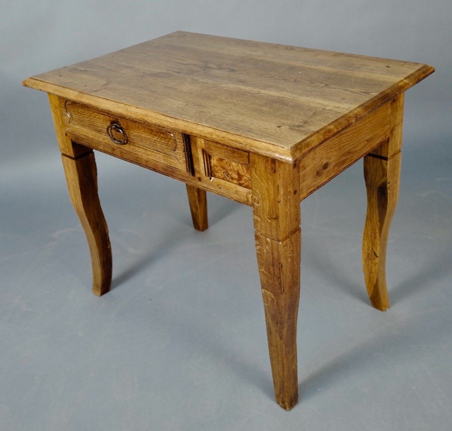 19th Century Oak Table With One Drawer-photo-1