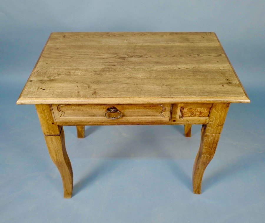 19th Century Oak Table With One Drawer