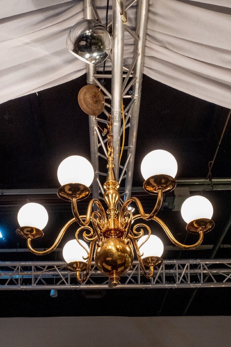 Polished Bronze Dutch Chandelier With 6 Lights-photo-5