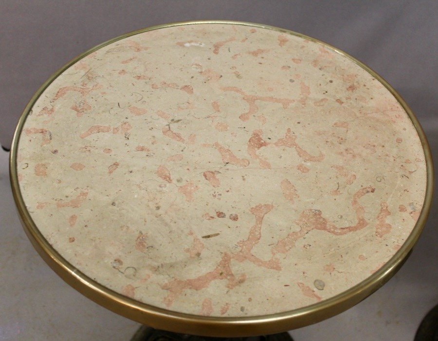 Pair Of Comblanchien Marble Top Bistro Tables -photo-2