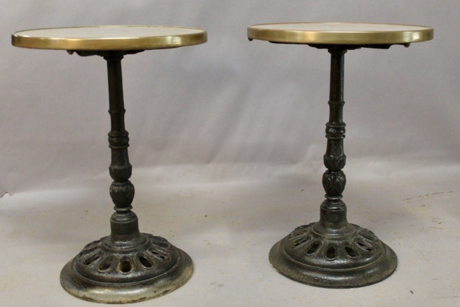 Pair Of Comblanchien Marble Top Bistro Tables -photo-4