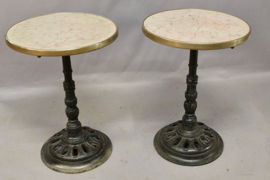 Pair Of Comblanchien Marble Top Bistro Tables 