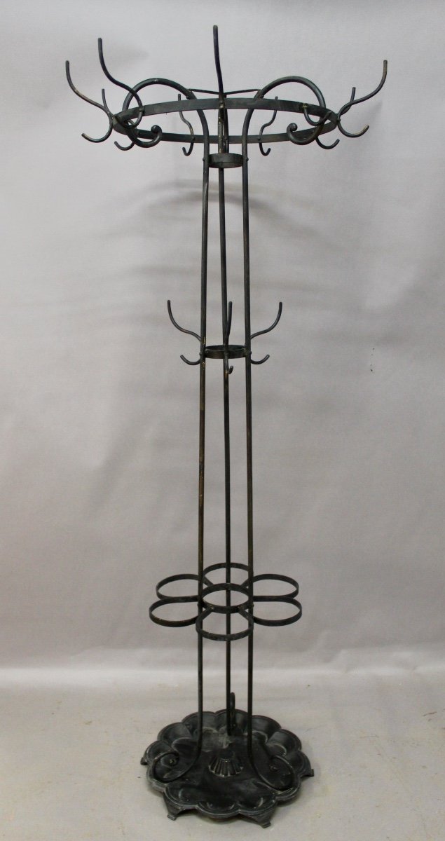 Wrought Iron Coat Rack And Umbrella Stand