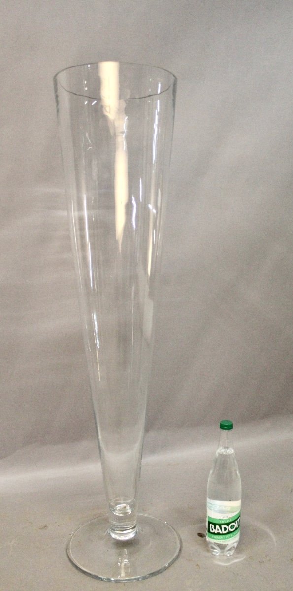 Grand Vase Trompette En Verre Soufflé Hauteur 106 Cm Krosno-photo-2