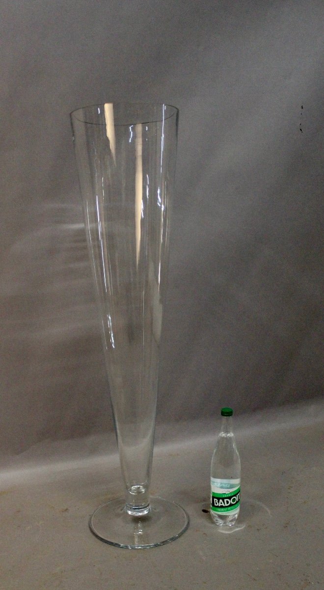 Grand Vase Trompette En Verre Soufflé Hauteur 106 Cm Krosno-photo-3