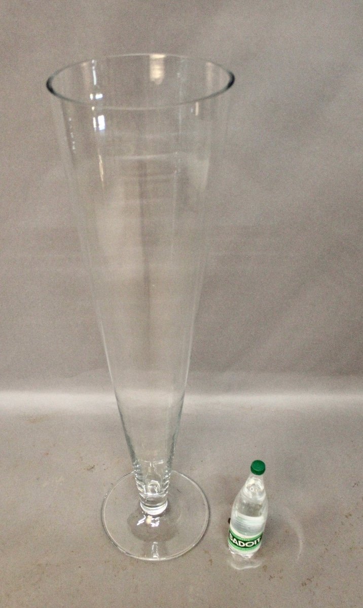 Grand Vase Trompette En Verre Soufflé Hauteur 106 Cm Krosno-photo-4