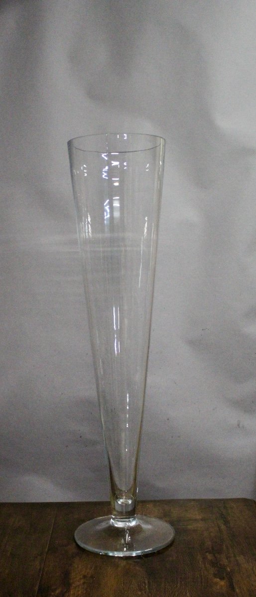 Grand Vase Trompette En Verre Soufflé Hauteur 106 Cm Krosno-photo-4