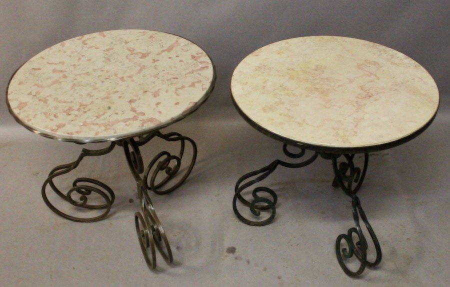 Pair Of Marble Top Coffee Tables -photo-4