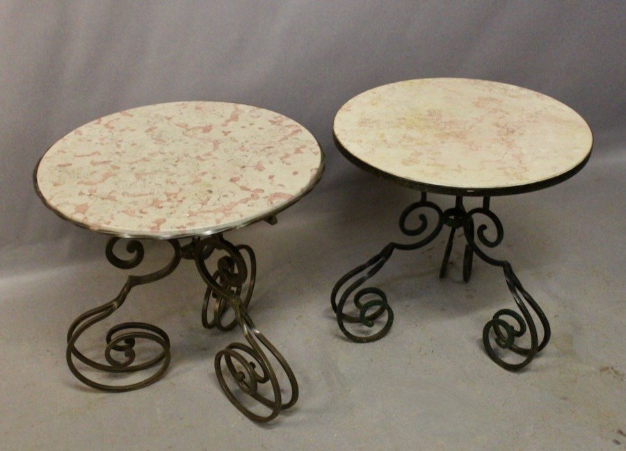 Pair Of Marble Top Coffee Tables 