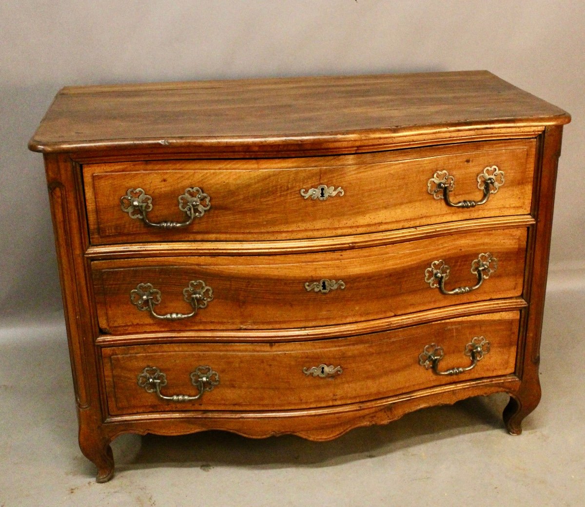 Louis XV Curved Chest Of Drawers In Walnut-photo-2