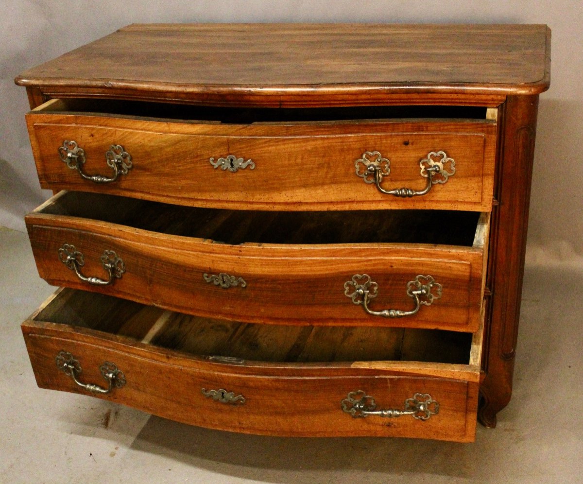 Louis XV Curved Chest Of Drawers In Walnut-photo-1