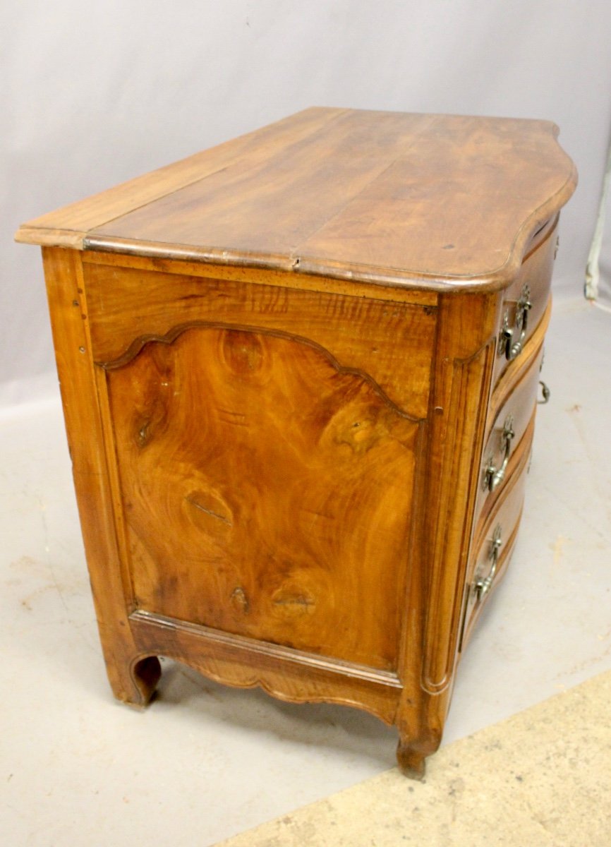 Louis XV Curved Chest Of Drawers In Walnut-photo-4